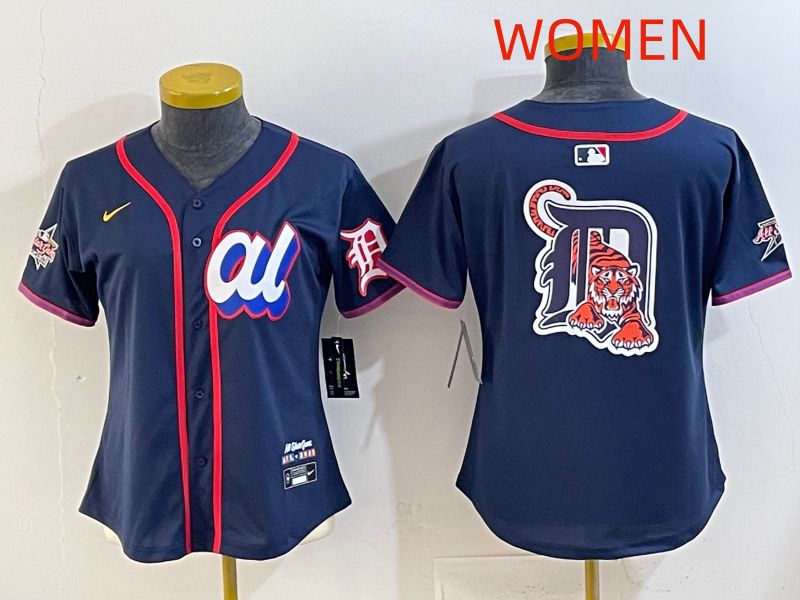 Women 2025 Detroit Tigers Blank Drak Blue All star Nike MLB Jersey style 04->women mlb jersey->Women Jersey